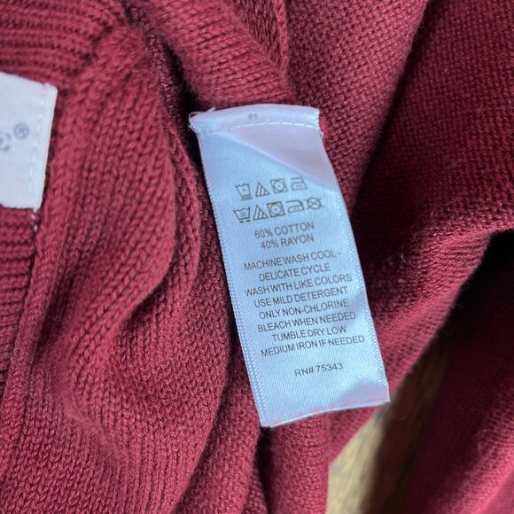 Anthropologie If It Were Me Womens Sweater Burgundy V Neck Criss Cross Back M - Picture 7 of 12